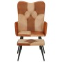 Sillón con reposapiés cuero auténtico y lona marrón de vidaXL, Sillones - Ref: Foro24-339675, Precio: 100,31 €, Descuento: %