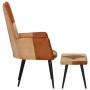 Sillón con reposapiés cuero auténtico y lona marrón de vidaXL, Sillones - Ref: Foro24-339675, Precio: 100,31 €, Descuento: %