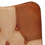 Sillón con reposapiés cuero auténtico y lona marrón de vidaXL, Sillones - Ref: Foro24-339675, Precio: 100,31 €, Descuento: %