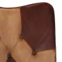 Armchair with footrest in genuine leather and brown canvas by vidaXL, Armchairs - Ref: Foro24-339676, Price: 99,37 €, Discoun...