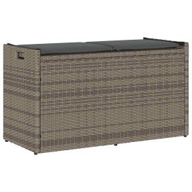 Banco de almacenaje con cojín gris 100 cm ratán sintético en Bancos de jardín | Comprar online en Foru.es