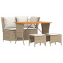 Set de comedor jardín con cojines 4 pzas ratán sintético beige en Conjuntos de jardín | Comprar online en Foru.es
