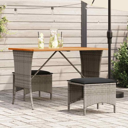 Set comedor de jardín 3 piezas con cojines ratán sintético gris en Conjuntos de jardín | Comprar online en Foru.es