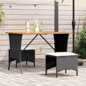 Mesa de jardín superficie de madera ratán PE negro 105x75x72 cm en Mesas de jardín | Comprar online en Foru.es