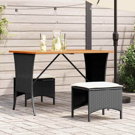 Mesa de jardín superficie de madera ratán PE negro 105x75x72 cm en Mesas de jardín | Comprar online en Foru.es