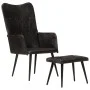 Black genuine leather wing chair with footrest by vidaXL, Armchairs - Ref: Foro24-339666, Price: 121,07 €, Discount: %