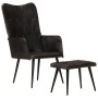 Sillón orejero con reposapiés cuero auténtico negro de vidaXL, Sillones - Ref: Foro24-339666, Precio: 123,03 €, Descuento: %