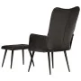 Sillón orejero con reposapiés cuero auténtico negro de vidaXL, Sillones - Ref: Foro24-339666, Precio: 121,07 €, Descuento: %