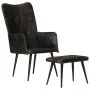 Sillón orejero con reposapiés cuero auténtico negro de vidaXL, Sillones - Ref: Foro24-339666, Precio: 121,07 €, Descuento: %