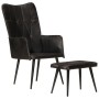 Sillón orejero con reposapiés cuero auténtico negro de vidaXL, Sillones - Ref: Foro24-339666, Precio: 123,03 €, Descuento: %