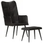 Sillón orejero con reposapiés cuero auténtico negro de vidaXL, Sillones - Ref: Foro24-339666, Precio: 121,07 €, Descuento: %