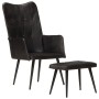 Sillón orejero con reposapiés cuero auténtico negro de vidaXL, Sillones - Ref: Foro24-339666, Precio: 123,03 €, Descuento: %