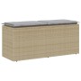 Banco de jardín con cojín ratán sintético beige 110x40x44 cm en Bancos de jardín | Comprar online en Foru.es
