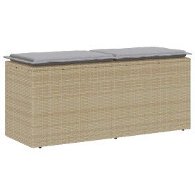 Banco de jardín con cojín ratán sintético beige 110x40x44 cm en Bancos de jardín | Comprar online en Foru.es