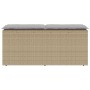 Banco de jardín con cojín ratán sintético beige 110x40x44 cm en Bancos de jardín | Comprar online en Foru.es