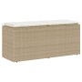 Banco de jardín con cojín ratán sintético beige 110x40x44 cm en Bancos de jardín | Comprar online en Foru.es