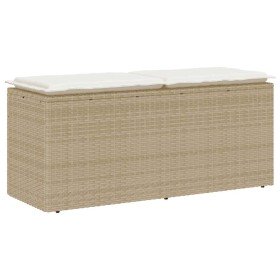 Banco de jardín con cojín ratán sintético beige 110x40x44 cm en Bancos de jardín | Comprar online en Foru.es