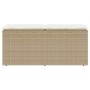 Banco de jardín con cojín ratán sintético beige 110x40x44 cm en Bancos de jardín | Comprar online en Foru.es