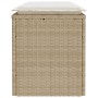 Banco de jardín con cojín ratán sintético beige 110x40x44 cm en Bancos de jardín | Comprar online en Foru.es