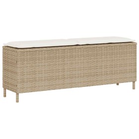 Banco de jardín con cojín beige110x30x40,5 cm ratán sintético en Bancos de jardín | Comprar online en Foru.es