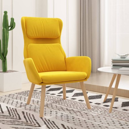 Sillón de relax de terciopelo amarillo mostaza de vidaXL, Sillones - Ref: Foro24-341358, Precio: 100,02 €, Descuento: %