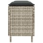 Banco jardín con cojín ratán sintético gris claro 110x30x40,5cm en Bancos de jardín | Comprar online en Foru.es