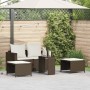 Set de muebles de jardín con cojines apilables 5 pzas marrón en Sofás de exterior | Comprar online en Foru.es