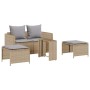 Set de muebles de jardín con cojines apilables 5 pzas beige en Sofás de exterior | Comprar online en Foru.es