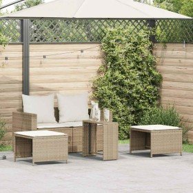 Set de muebles de jardín con cojines apilables 5 pzas beige en Sofás de exterior | Comprar online en Foru.es