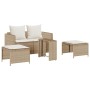 Set de muebles de jardín con cojines apilables 5 pzas beige en Sofás de exterior | Comprar online en Foru.es