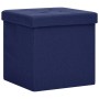 Taburete con almacenaje plegable lino sintético azul de vidaXL, Taburetes y sillas plegables - Ref: Foro24-338767, Precio: 24...