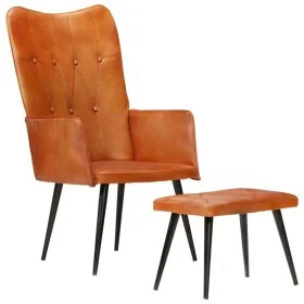 Brown genuine leather wing chair with footrest by vidaXL, Armchairs - Ref: Foro24-339663, Price: 112,63 €, Discount: %