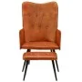 Brown genuine leather wing chair with footrest by vidaXL, Armchairs - Ref: Foro24-339663, Price: 112,63 €, Discount: %