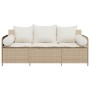 Sofá de jardín de 3 plazas con cojines ratán sintético beige en Sofás de exterior | Comprar online en Foru.es