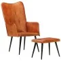 Brown genuine leather wing chair with footrest by vidaXL, Armchairs - Ref: Foro24-339663, Price: 112,63 €, Discount: %