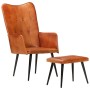 Sillón orejero con reposapiés cuero auténtico marrón de vidaXL, Sillones - Ref: Foro24-339663, Precio: 114,12 €, Descuento: %