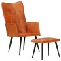Sillón orejero con reposapiés cuero auténtico marrón de vidaXL, Sillones - Ref: Foro24-339663, Precio: 114,12 €, Descuento: %