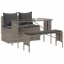 Set comedor de jardín 3 piezas con cojines ratán sintético gris en Conjuntos de jardín | Comprar online en Foru.es
