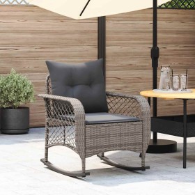 Silla mecedora de jardín con cojines ratán sintético gris en Sillas de jardín | Comprar online en Foru.es