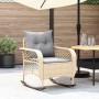 Silla mecedora de jardín con cojines ratán sintético beige en Sillas de jardín | Comprar online en Foru.es