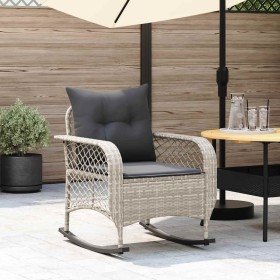 Silla mecedora de jardín con cojines ratán sintético gris claro en Sillas de jardín | Comprar online en Foru.es