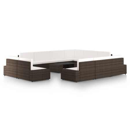 Juego de muebles de jardín 12 pzas con cojines ratán PE marrón en Conjuntos de jardín | Comprar online en Foru.es