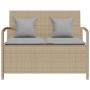 Banco de jardín con almacenaje y cojín beige ratán sintético en Bancos de jardín | Comprar online en Foru.es