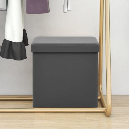 Taburete con almacenaje plegable gris PVC de vidaXL, Taburetes y sillas plegables - Ref: Foro24-338782, Precio: 25,94 €, Desc...