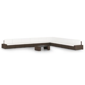 Set muebles de jardín 11 pzas y cojines ratán sintético marrón en Conjuntos de jardín | Comprar online en Foru.es