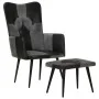 Sessel mit Fußstütze aus echtem Leder und schwarzem Segeltuch von vidaXL, Sessel - Ref: Foro24-339678, Preis: 104,46 €, Rabat...