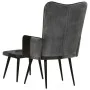 Sillón con reposapiés cuero auténtico y lona negro de vidaXL, Sillones - Ref: Foro24-339678, Precio: 104,46 €, Descuento: %
