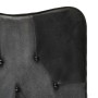 Sillón con reposapiés cuero auténtico y lona negro de vidaXL, Sillones - Ref: Foro24-339678, Precio: 100,68 €, Descuento: %