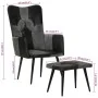 Sillón con reposapiés cuero auténtico y lona negro de vidaXL, Sillones - Ref: Foro24-339678, Precio: 104,46 €, Descuento: %