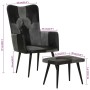 Sillón con reposapiés cuero auténtico y lona negro de vidaXL, Sillones - Ref: Foro24-339678, Precio: 100,68 €, Descuento: %